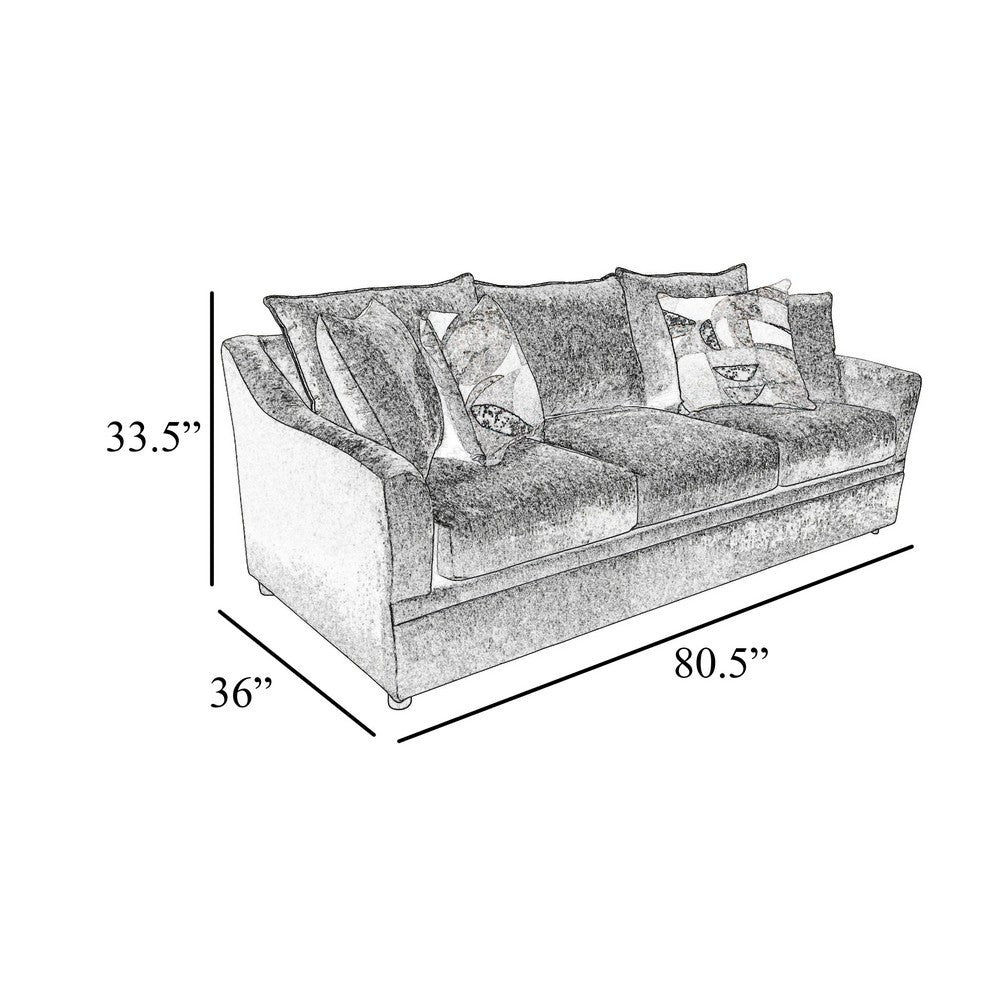 Ivie Modern Sofa | 4 Accent Pillows | Dark Mink Gray Polyester | 81"