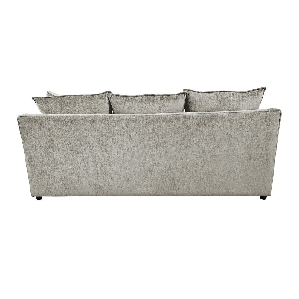 Ivie Modern Sofa | 4 Accent Pillows | Silver Gray Polyester | 81"