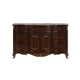 Cona French Dresser | 7 Gold Accent Drawers | Royal Cherry Brown Marble Top
