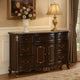 Cona French Dresser | 7 Gold Accent Drawers | Royal Cherry Brown Marble Top