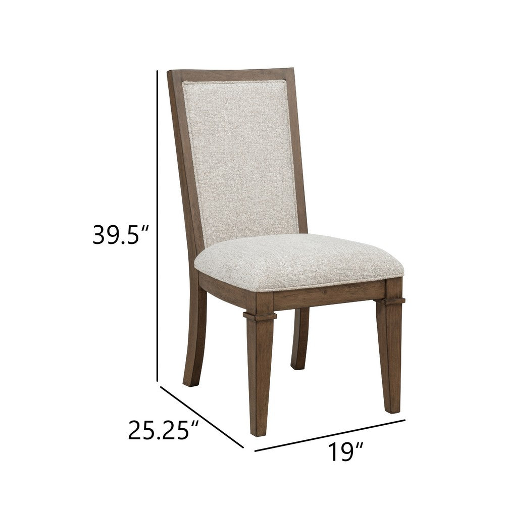 Henry Dining Side Chair Set of 2 | Beige Polyester | Vintage Mocha Brown