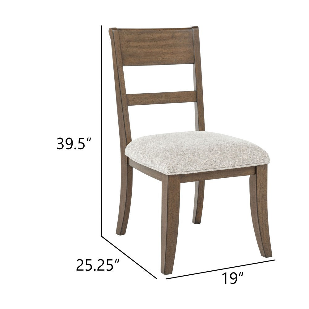 Henry Dining Side Chair Set of 2 | Slat Back | Vintage Mocha Brown & Beige