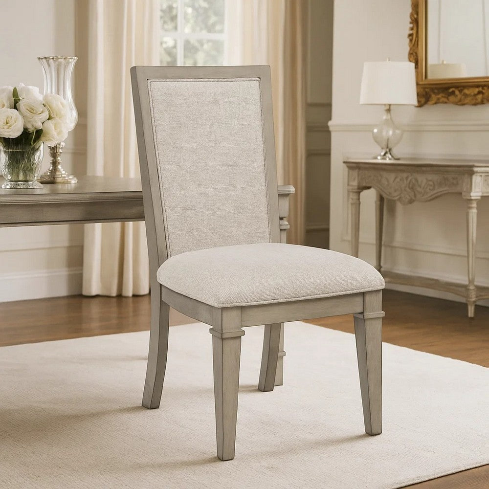 Henry Dining Side Chair Set of 2 | Beige Polyester | Vintage Light Cream