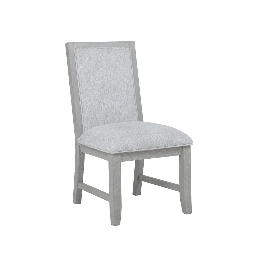Ion Dining Side Chair Set of 2 | Mist Gray Polyester & Solid Rubberwood
