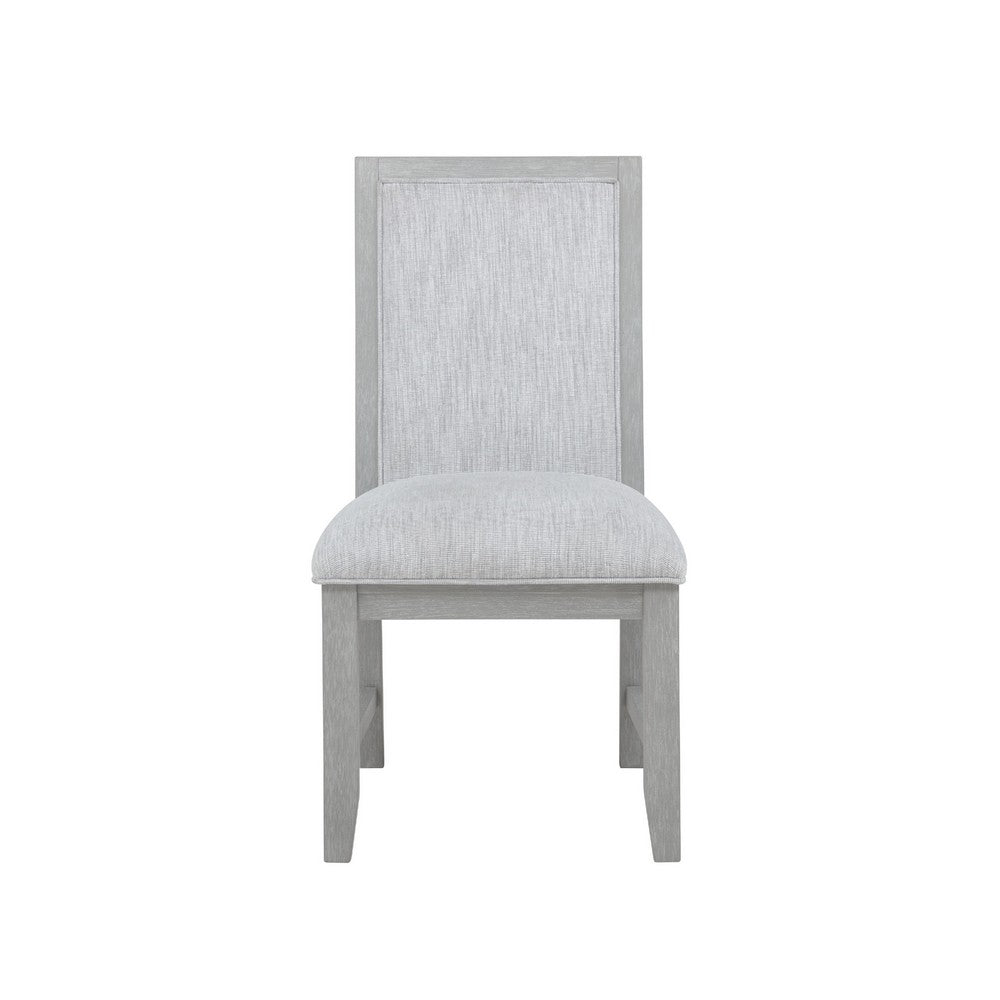 Ion Dining Side Chair Set of 2 | Mist Gray Polyester & Solid Rubberwood