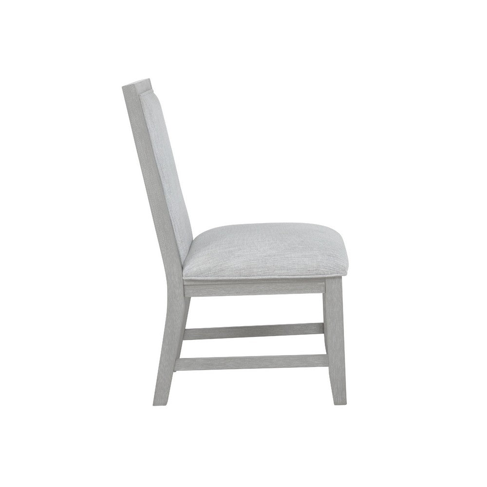 Ion Dining Side Chair Set of 2 | Mist Gray Polyester & Solid Rubberwood