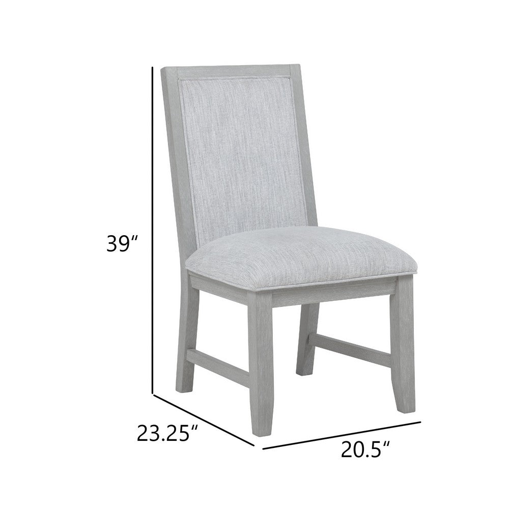 Ion Dining Side Chair Set of 2 | Mist Gray Polyester & Solid Rubberwood