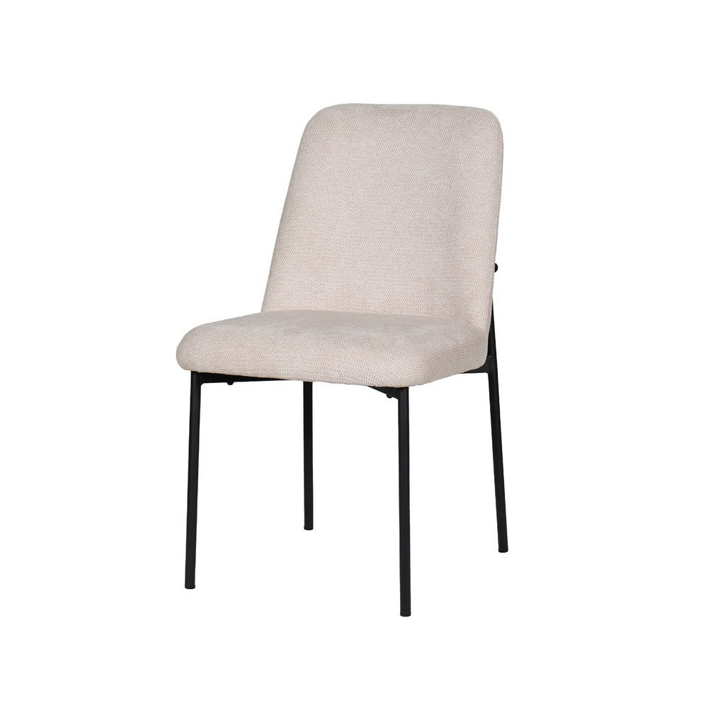 Ery Dining Side Chair Set of 2 | Beige Cushions | Black Metal Frame