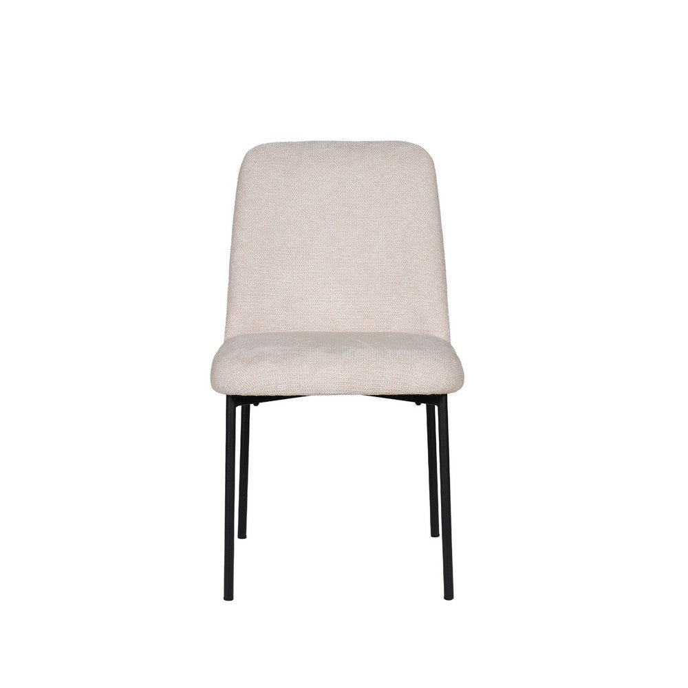 Ery Dining Side Chair Set of 2 | Beige Cushions | Black Metal Frame