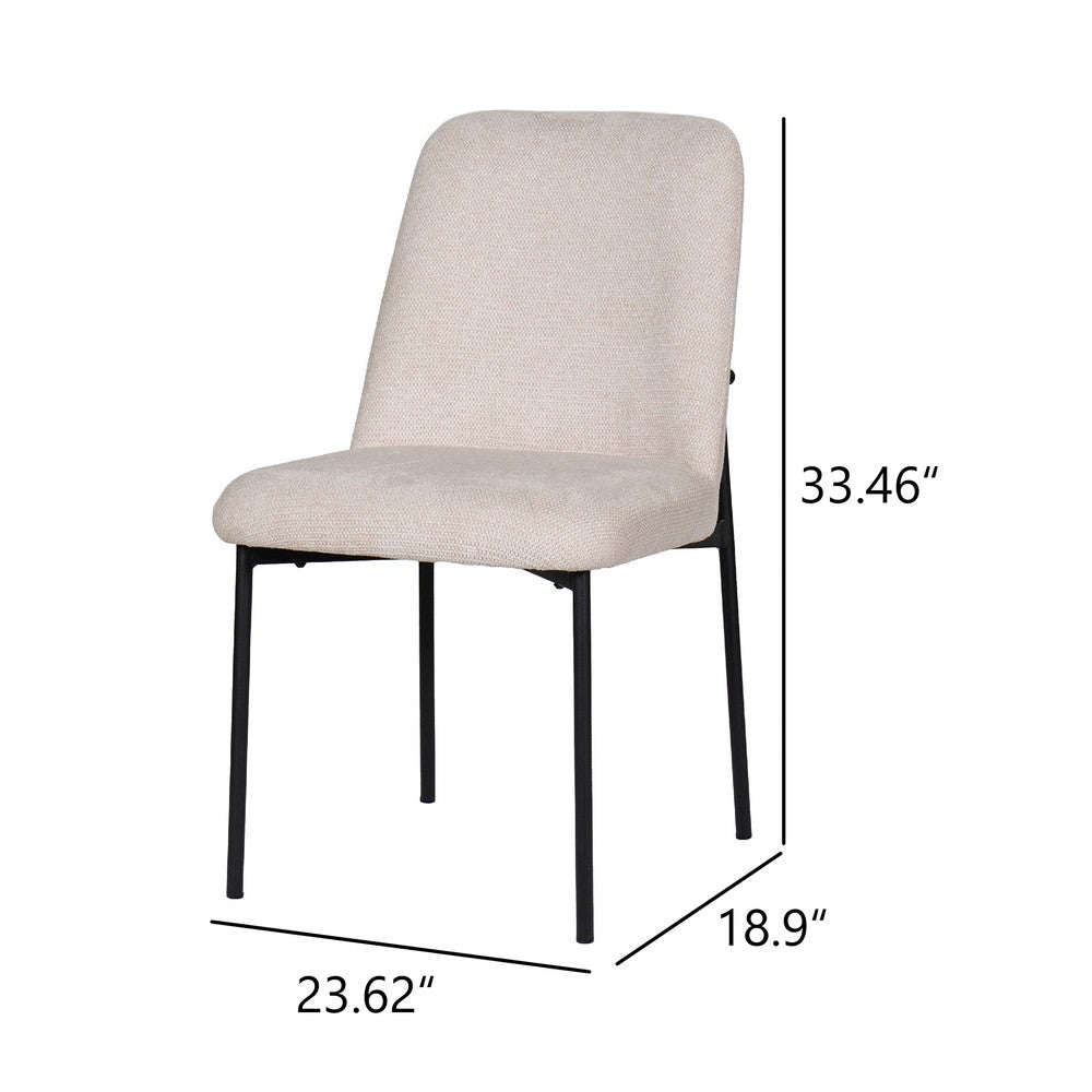 Ery Dining Side Chair Set of 2 | Beige Cushions | Black Metal Frame