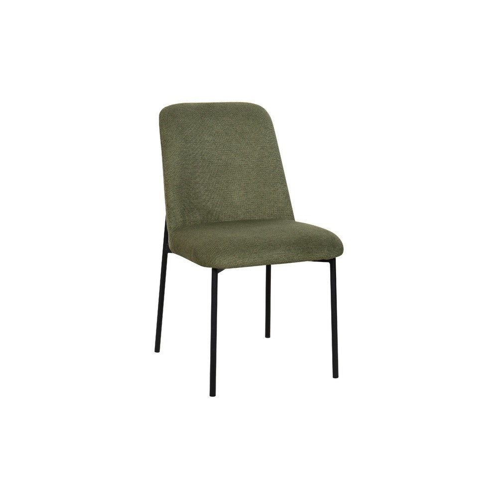 Ery Dining Side Chair Set of 2 | Green Cushions | Black Metal Frame