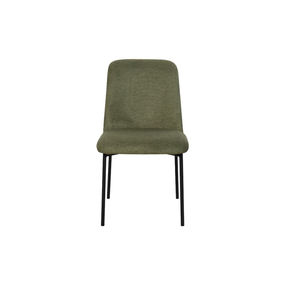 Ery Dining Side Chair Set of 2 | Green Cushions | Black Metal Frame