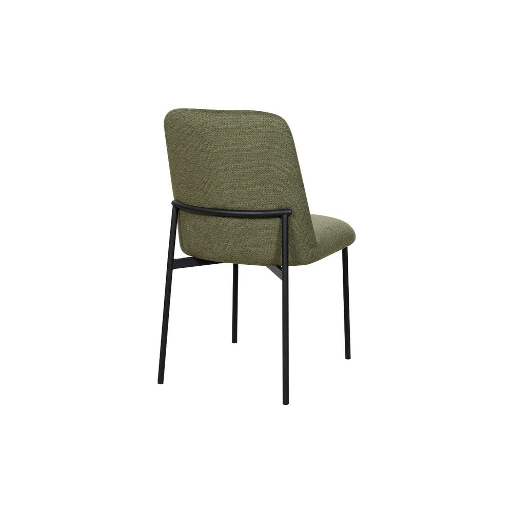 Ery Dining Side Chair Set of 2 | Green Cushions | Black Metal Frame