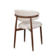 Riom Dining Side Chair Set of 2 | Beige Low Curved Back | Walnut Brown