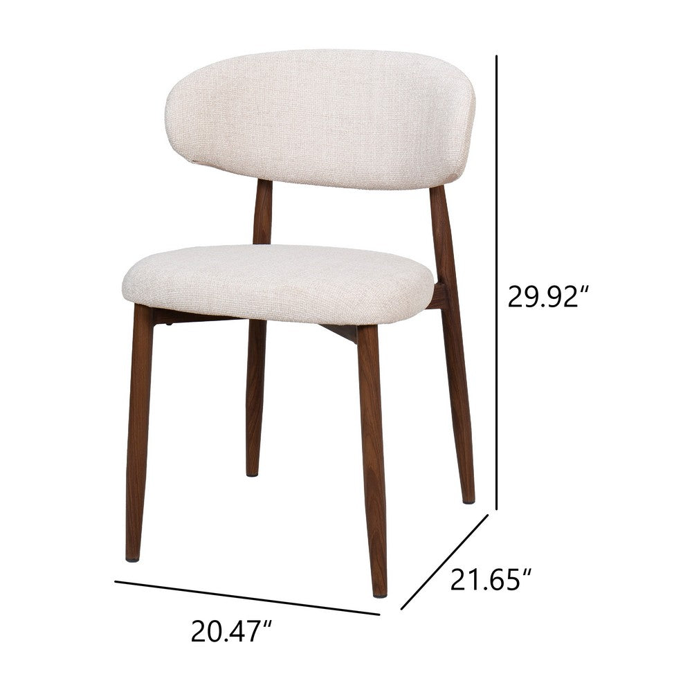 Riom Dining Side Chair Set of 2 | Beige Low Curved Back | Walnut Brown