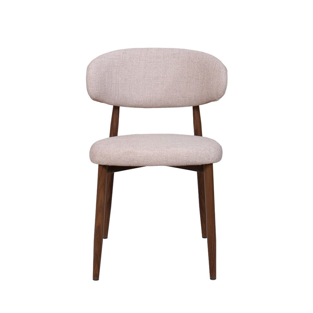 Riom Dining Side Chair Set of 2 | Low Curved Back | Walnut Brown Metal