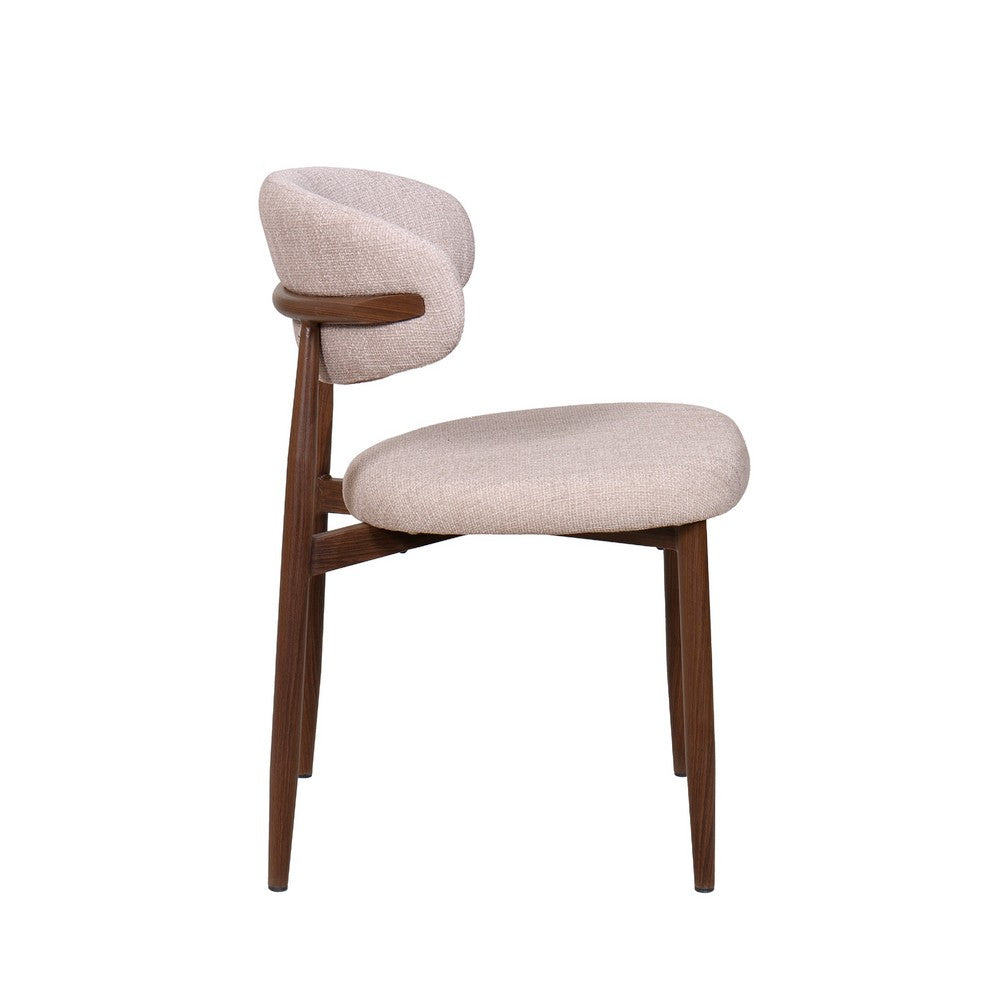 Riom Dining Side Chair Set of 2 | Low Curved Back | Walnut Brown Metal