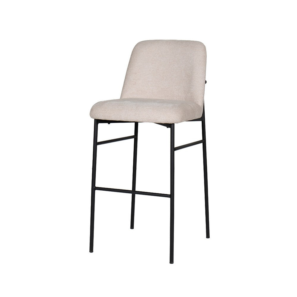 Ery Bar Height Chair Set of 2 | Beige Cushions | Black Metal Frame