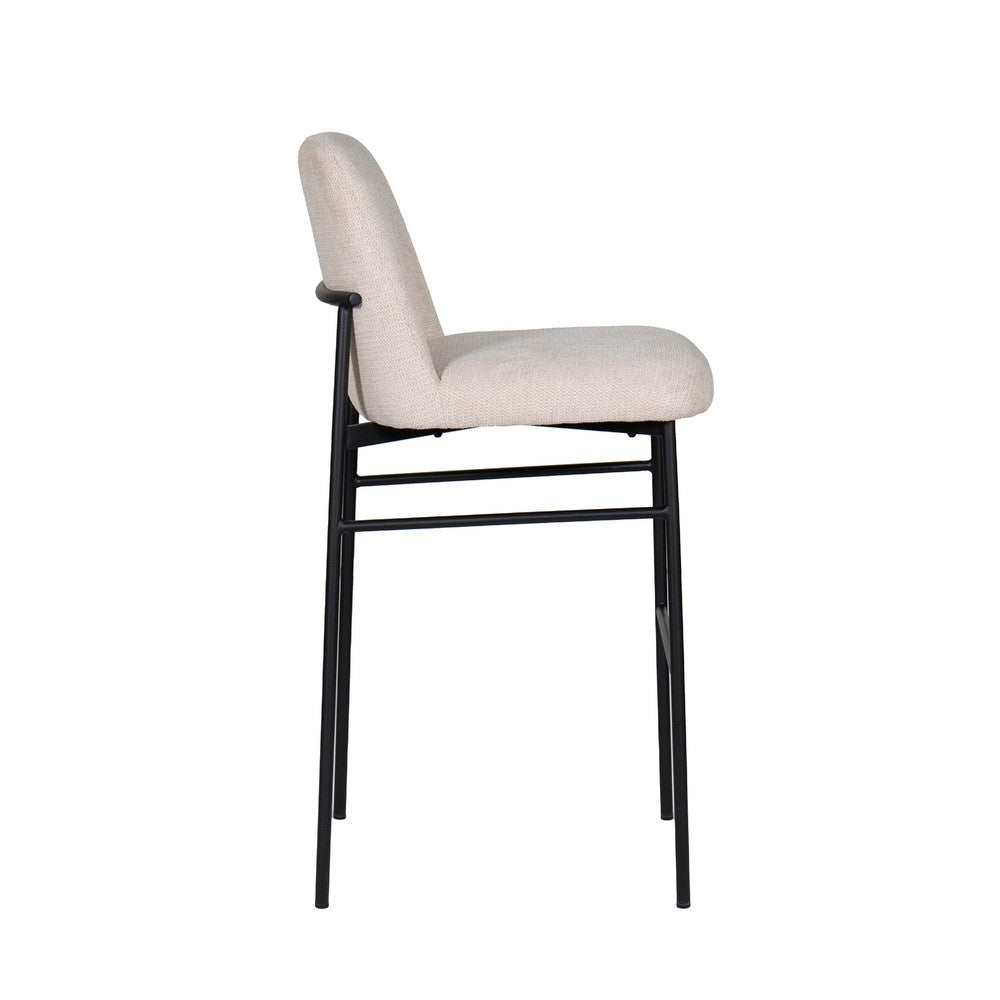 Ery Bar Height Chair Set of 2 | Beige Cushions | Black Metal Frame