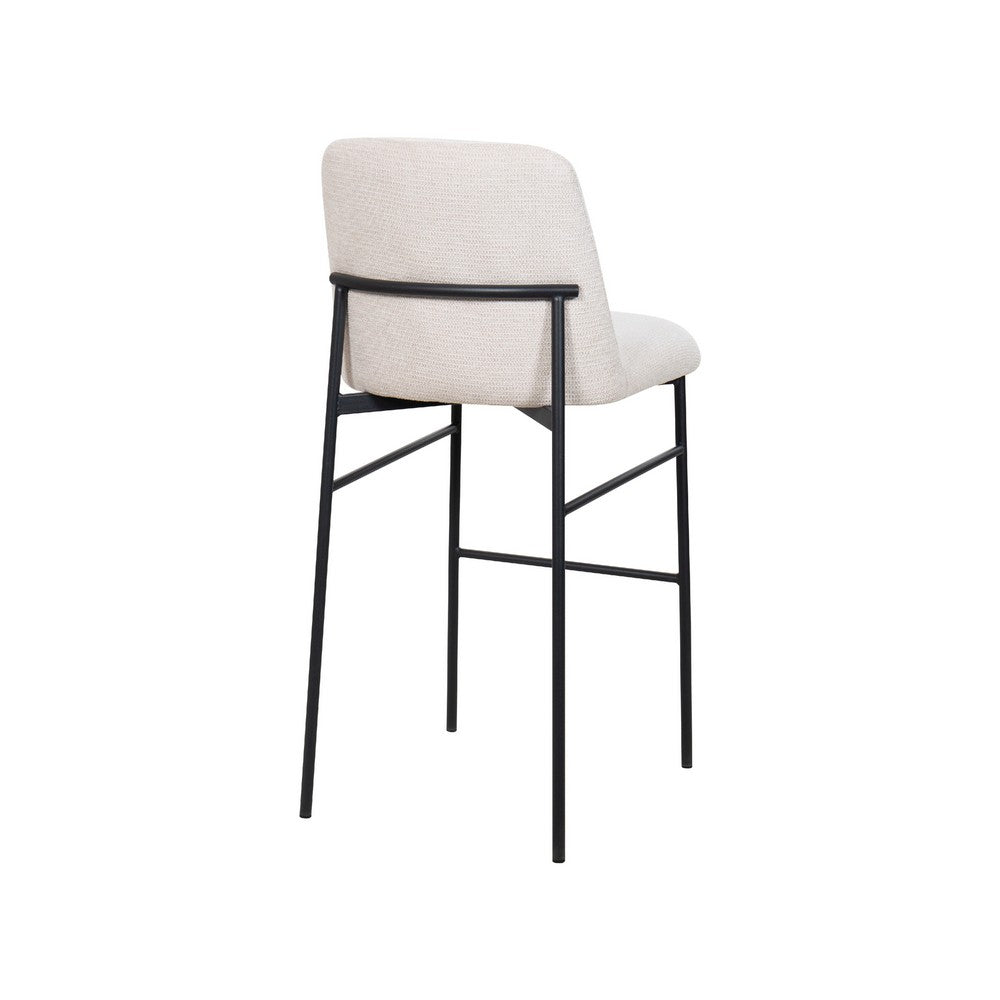 Ery Bar Height Chair Set of 2 | Beige Cushions | Black Metal Frame