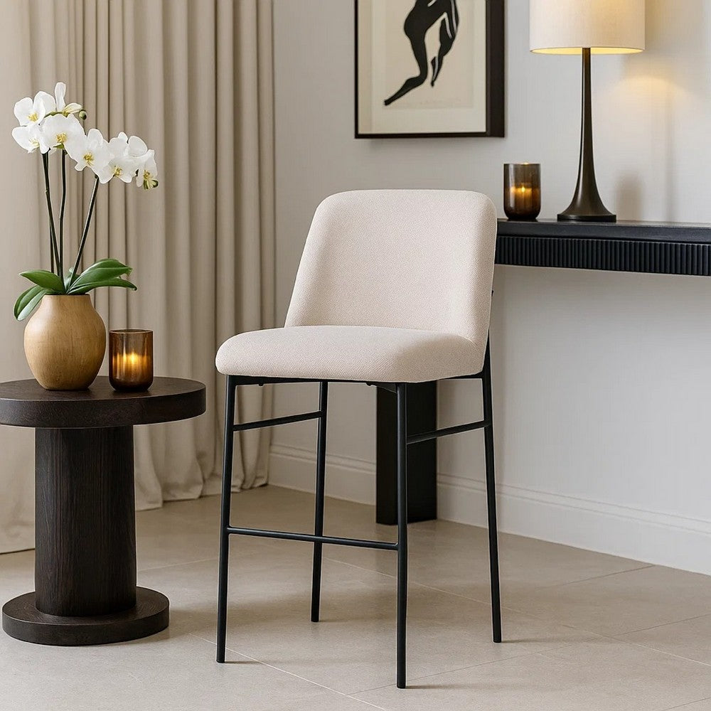 Ery Bar Height Chair Set of 2 | Beige Cushions | Black Metal Frame