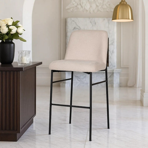 Ery Bar Height Chair Set of 2 | Beige Cushions | Black Metal Frame