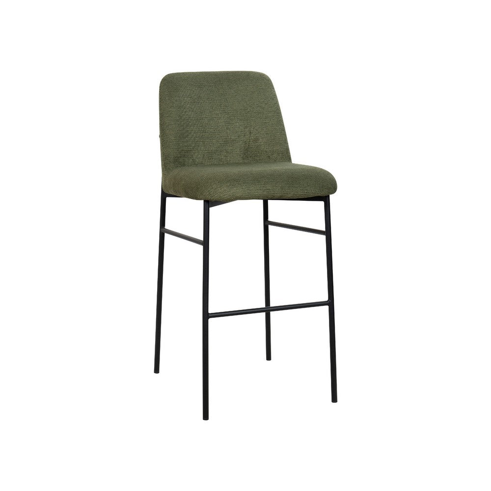 Ery Bar Height Chair Set of 2 | Green Cushions | Black Metal Frame