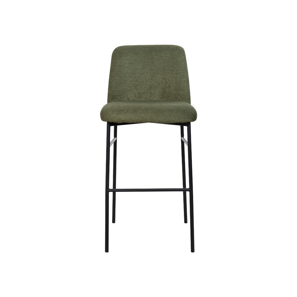 Ery Bar Height Chair Set of 2 | Green Cushions | Black Metal Frame