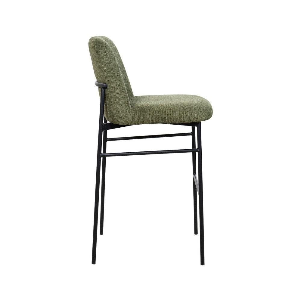 Ery Bar Height Chair Set of 2 | Green Cushions | Black Metal Frame
