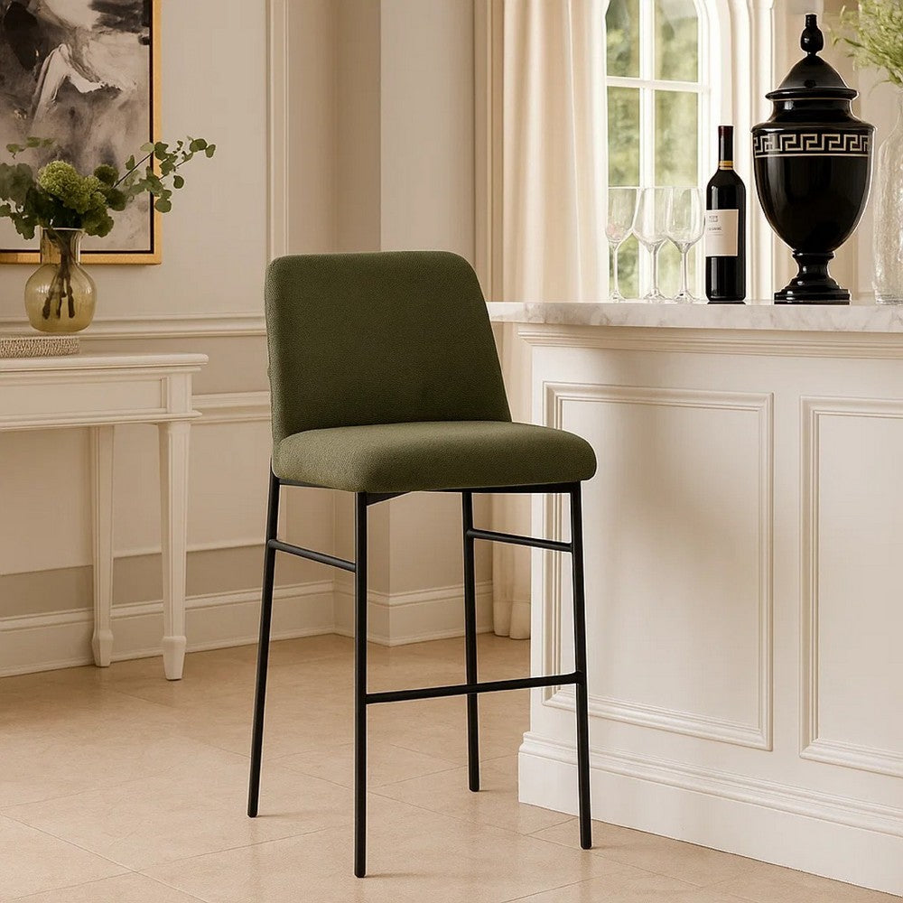 Ery Bar Height Chair Set of 2 | Green Cushions | Black Metal Frame