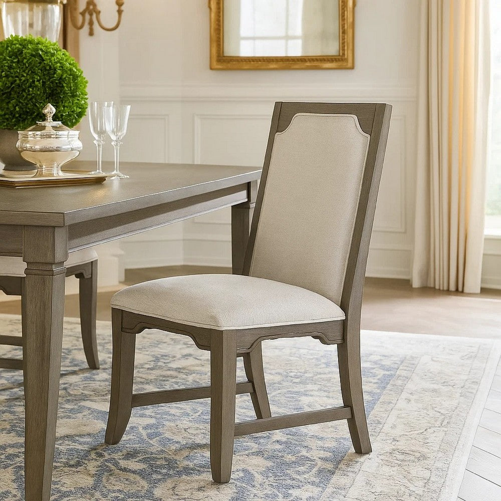 Leslee Dining Side Chair Set of 2 | Gray Polyester | Sculpted Tall Back
