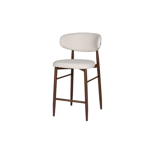Riom Counter Height Chair Set of 2 | Beige Low Curved Back | Walnut Brown