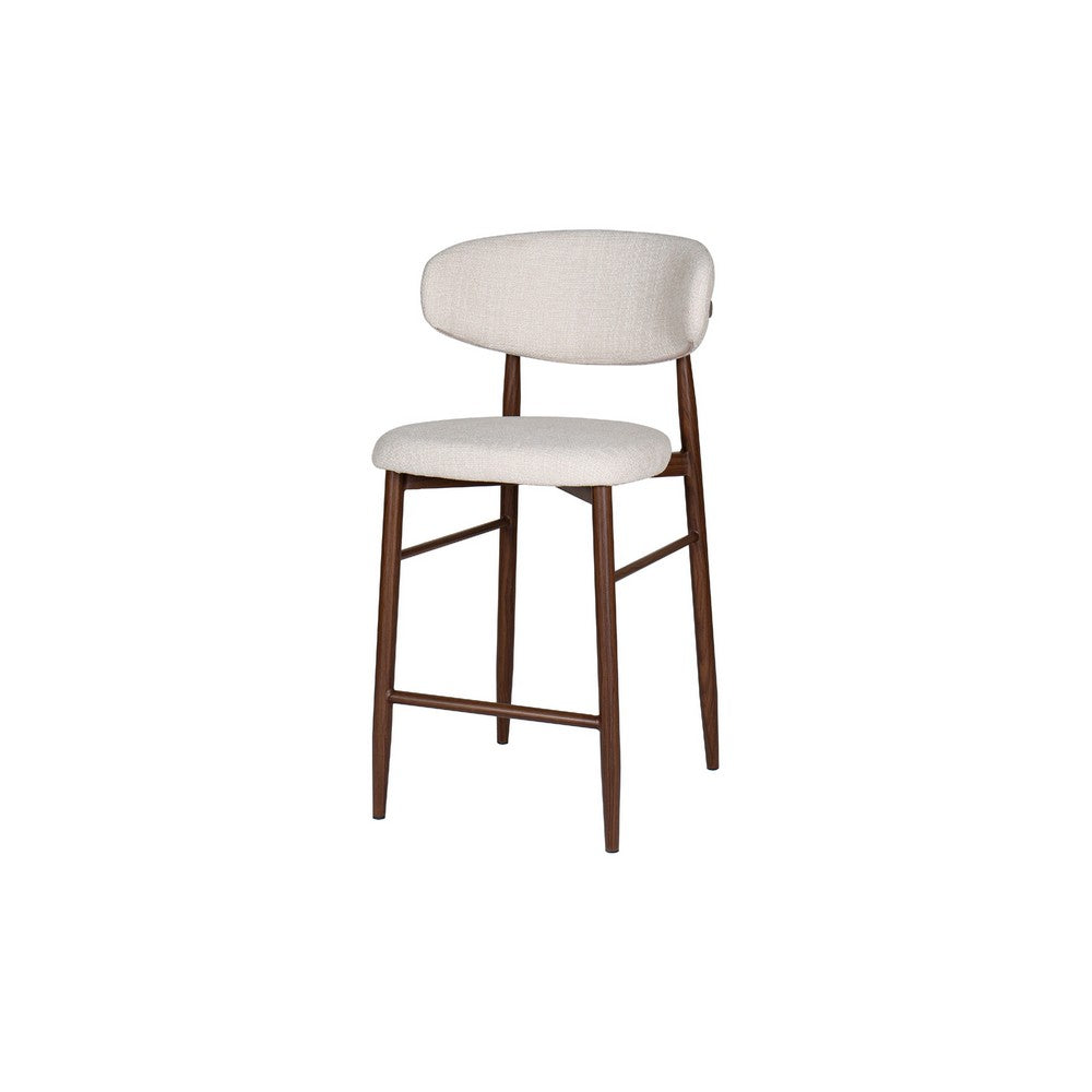 Riom Counter Height Chair Set of 2 | Beige Low Curved Back | Walnut Brown
