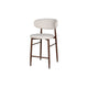 Riom Counter Height Chair Set of 2 | Beige Low Curved Back | Walnut Brown