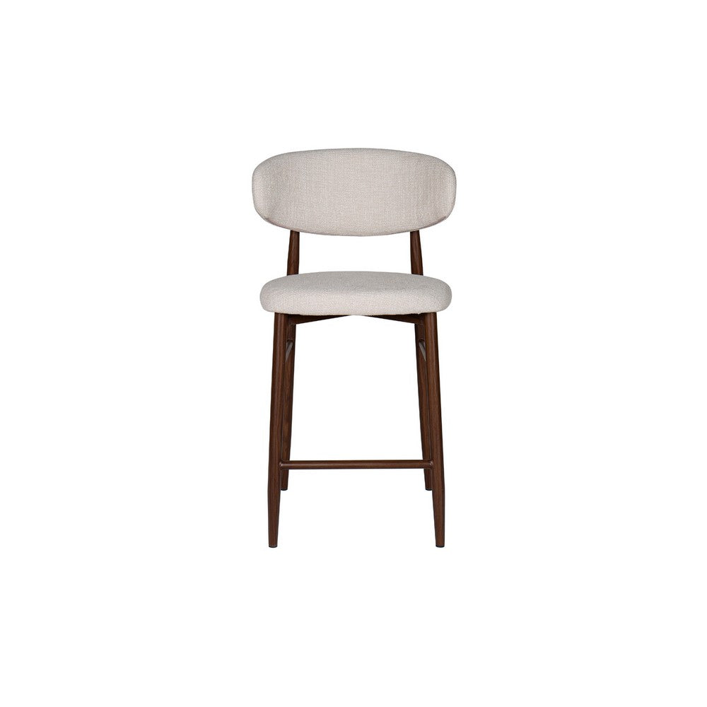 Riom Counter Height Chair Set of 2 | Beige Low Curved Back | Walnut Brown