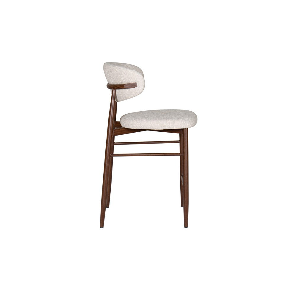 Riom Counter Height Chair Set of 2 | Beige Low Curved Back | Walnut Brown
