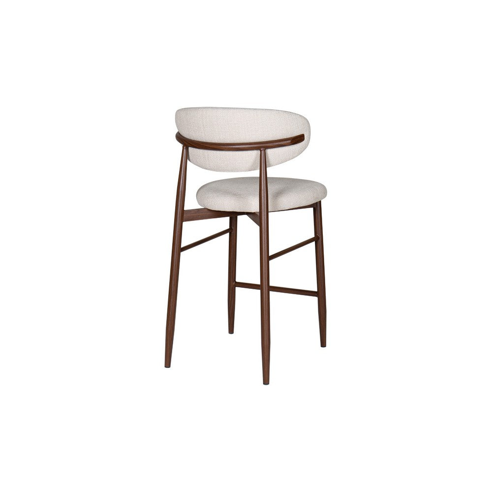 Riom Counter Height Chair Set of 2 | Beige Low Curved Back | Walnut Brown