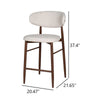 Riom Counter Height Chair Set of 2 | Beige Low Curved Back | Walnut Brown