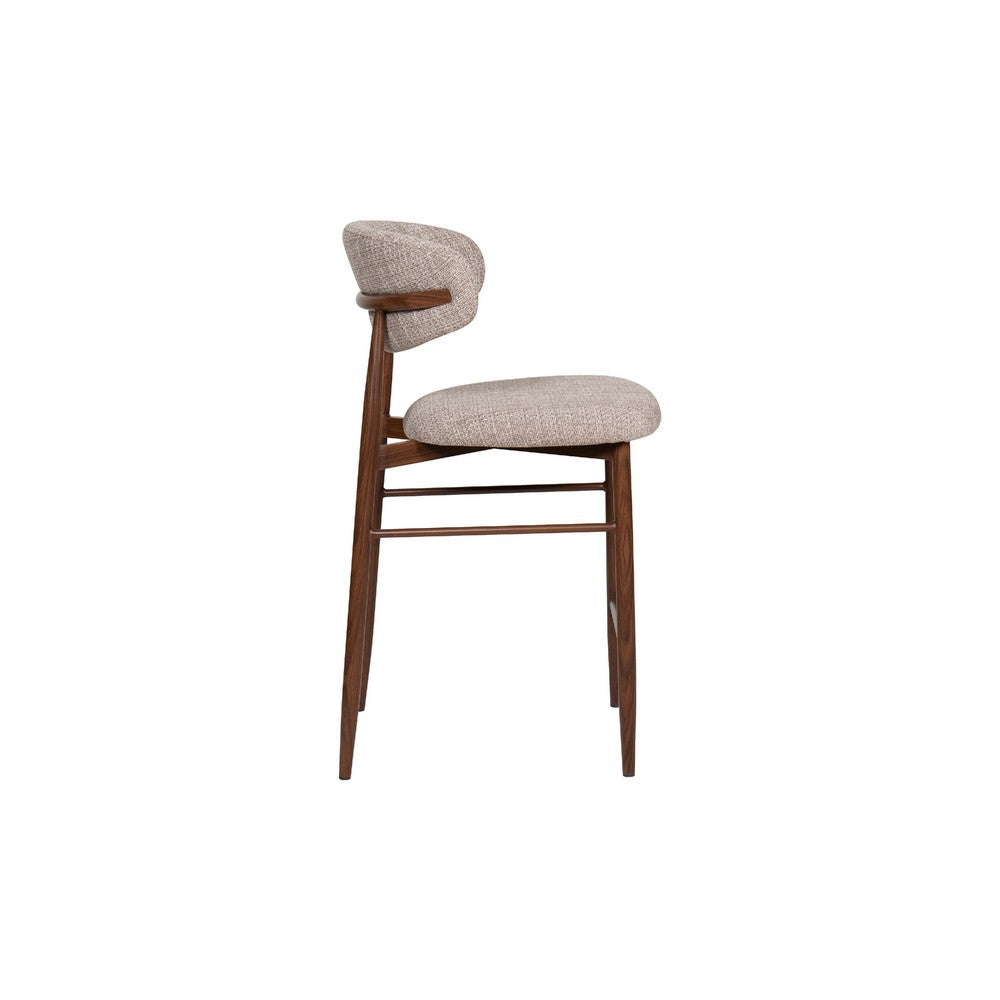 Riom Counter Height Chair Set of 2 | Low Curved Back | Walnut Brown