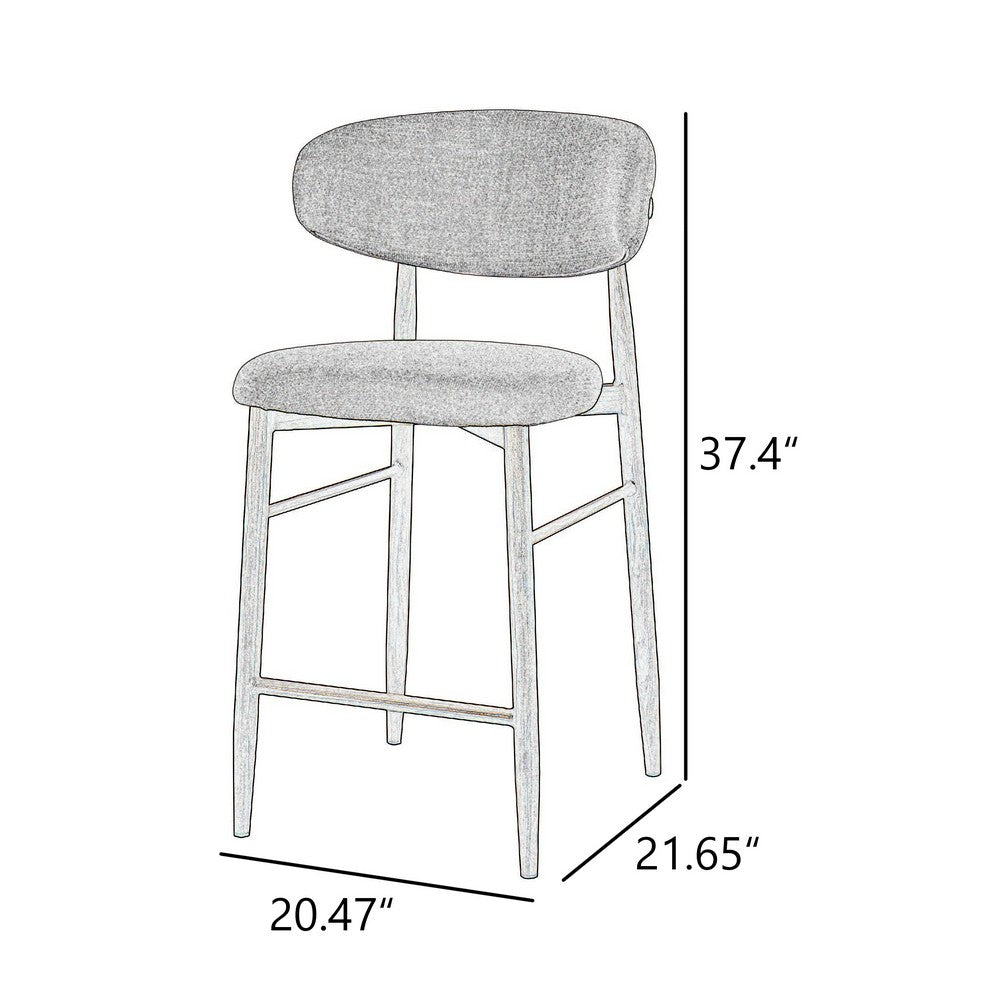 Riom Counter Height Chair Set of 2 | Low Curved Back | Walnut Brown