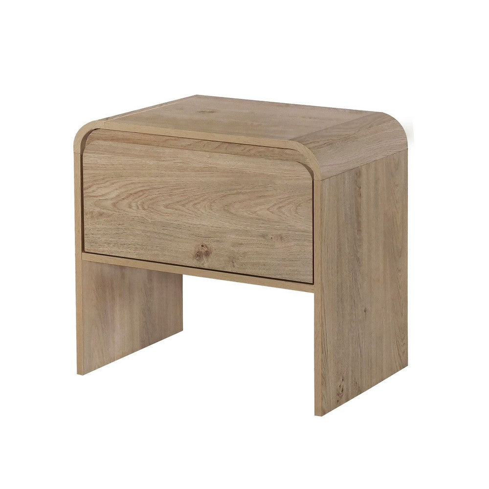 Maria Bedside Table Nightdstand| 2 Drawers | Natural Beige Waterfall Edges
