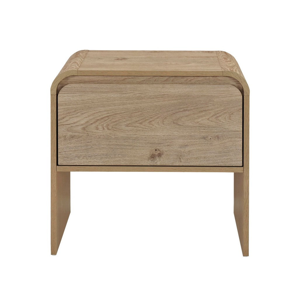 Maria Bedside Table Nightdstand| 2 Drawers | Natural Beige Waterfall Edges