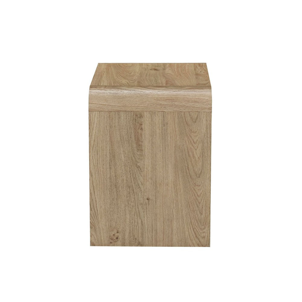 Maria Bedside Table Nightdstand| 2 Drawers | Natural Beige Waterfall Edges
