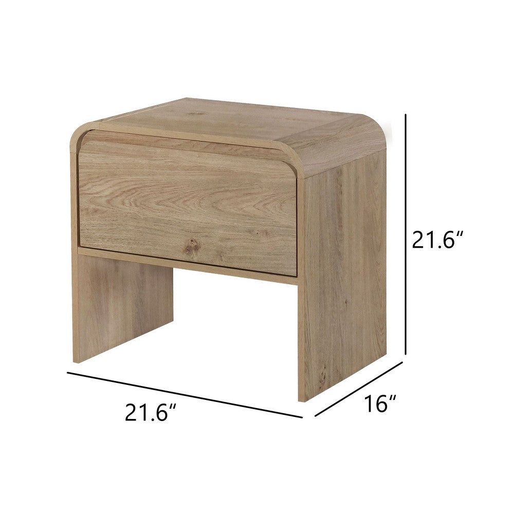 Maria Bedside Table Nightdstand| 2 Drawers | Natural Beige Waterfall Edges