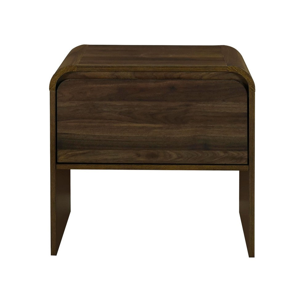 Maria Bedside End Table | 2 Drawers | Walnut Brown Waterfall Edges