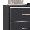 Zoe Modern Nightstand w 2 Drawers | Ebony Black & 'Silver