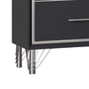 Zoe Modern Nightstand w 2 Drawers | Ebony Black & 'Silver