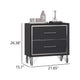 Zoe Modern Nightstand w 2 Drawers | Ebony Black & 'Silver