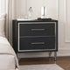 Zoe Modern Nightstand w 2 Drawers | Ebony Black & 'Silver