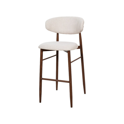 Riom Bar Height Chair Set of 2 | Beige Low Curved Back | Walnut Brown